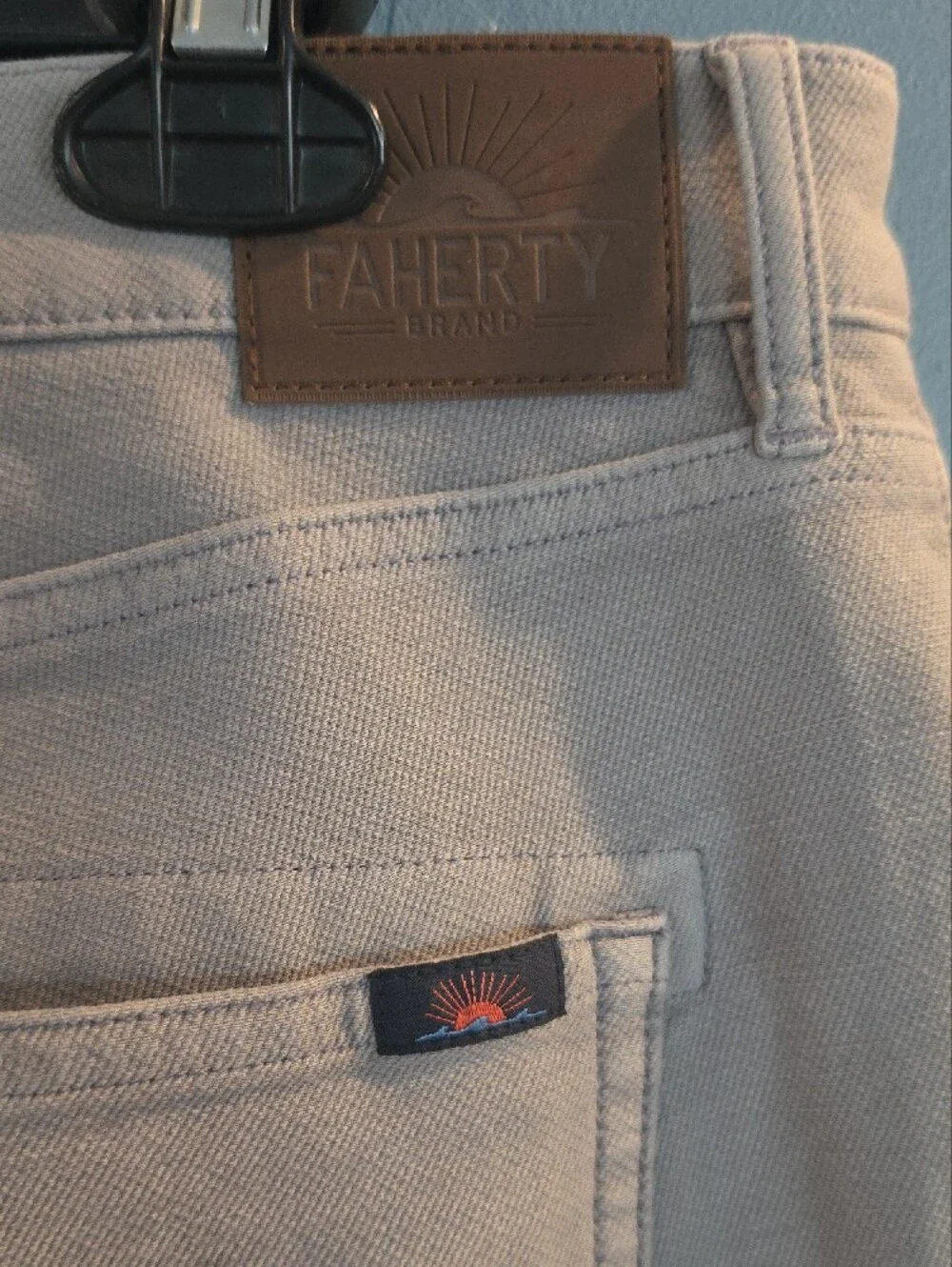 Faherty Terry Stretch Men's Straight Jeans in Light Taupe 36 30